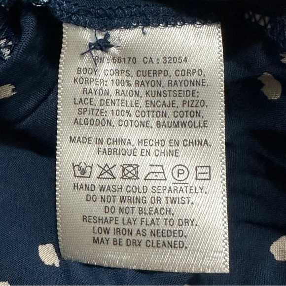 Anthropologie Maeve Blouse Womens Size 6 Navy Blue Pattern Hiver Peasant Top NWT - Picture 8 of 15